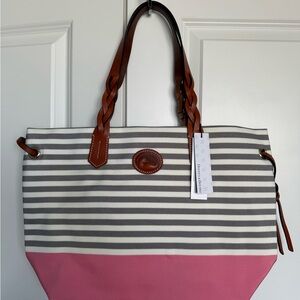 Dooney & Bourke Striped Pink and Gray Tote Bag